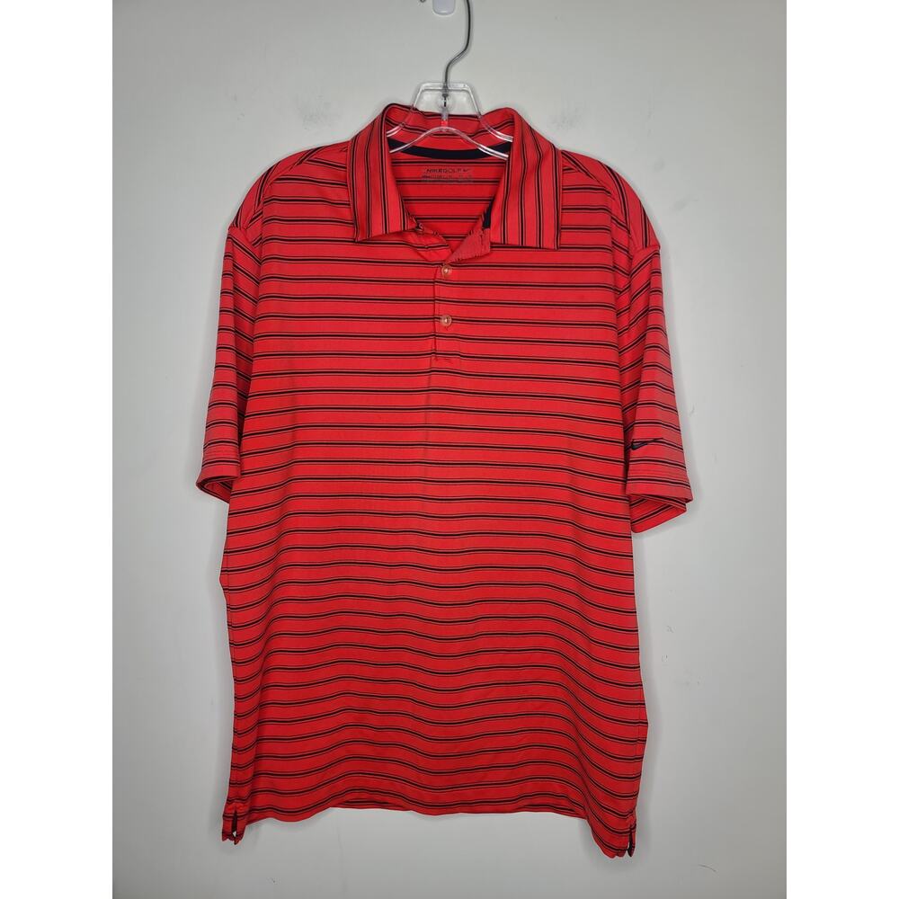 Nike Gold FitDry coral red short sleeve polo shirt - Medium